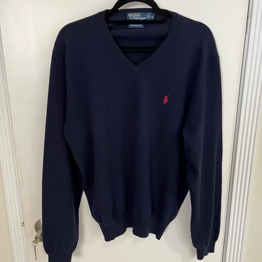 Polo men’s V neck Shetland wool sweater